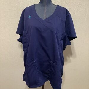 Scrubstar Navy Blue Short Sleeve Scrub V-Neck Top Women's Size 3XL Work Scrubs